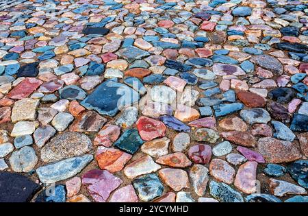 Ð¡obblestone roadway as creative background Stock Photo