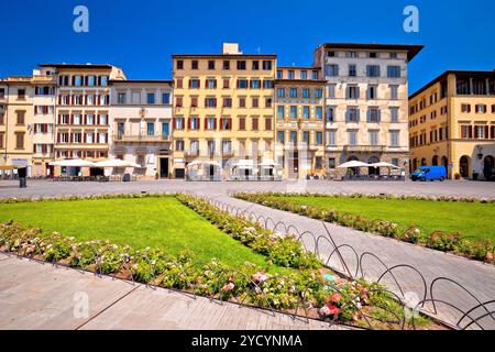 Colorful Piazza Santa Maria Novella square in Florence architecture view Stock Photo