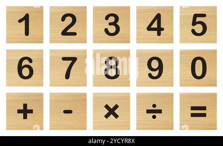 Number and math wood blocks Stock Photo