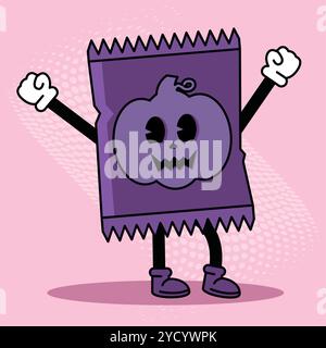 Candy wrapper character raising arms in excitement, Vector Stock Vector