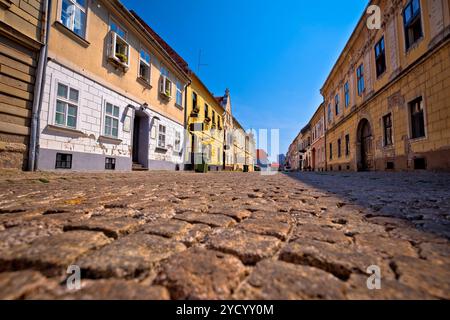 Old paved street in Tvrdja historic town of Osijek Stock Photo