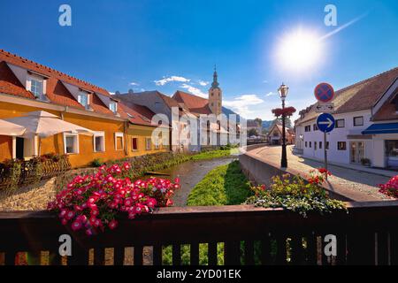 Samobor river and old streets view Stock Photo