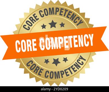core competency round orange and gold label isolated on transparent background. core competency Stock Vector