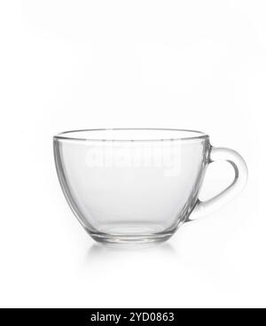 Empty glass tea cup. Isolated on white background. Stock Photo