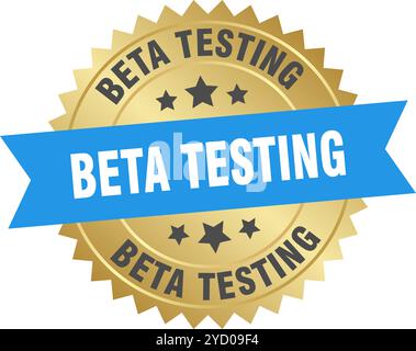 beta testing round blue and gold label isolated on transparent background. beta testing Stock Vector