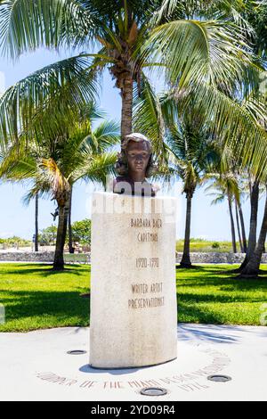 Barbara Baer Capitman memorial bust in Lummus Park, Miami Beach, Florida, USA Stock Photo