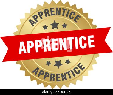 apprentice round red and gold label isolated on transparent background. apprentice Stock Vector