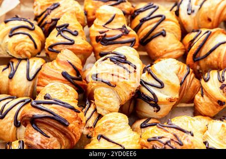 Freshly french baked croissants with chocolate Stock Photo