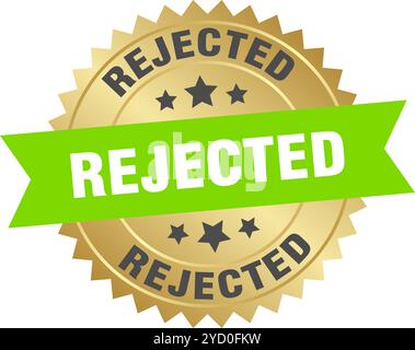 reject round green and gold label isolated on transparent background ...