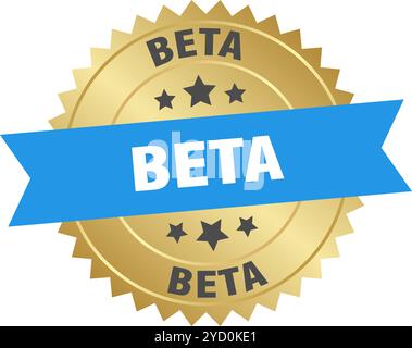 beta round blue and gold label isolated on transparent background. beta Stock Vector