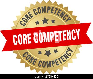 core competency round red and gold label isolated on transparent background. core competency Stock Vector
