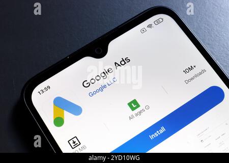 October 24, 2024, Portugal. In this photo illustration, the Google Ads app logo is displayed on a smartphone screen Stock Photo