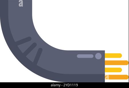 This vector illustration features a fiber optic cable bending at a right angle, symbolizing data transmission and network connectivity Stock Vector