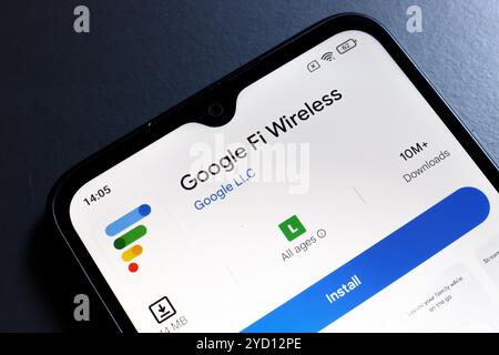 In this photo illustration, the Google Fi logo is seen displayed on TV ...