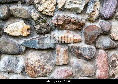 Weathered grunge rough stone wall as background texture Stock Photo