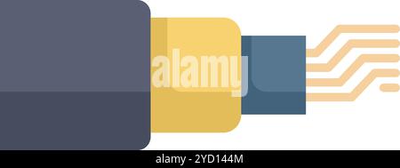 Fiber optic cable transmitting a digital data signal, with wires visible Stock Vector