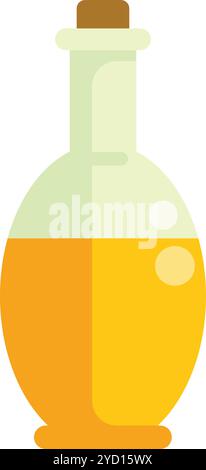 Simple flat design illustration of a glass bottle containing cooking oil with a cork stopper Stock Vector