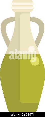 Traditional glass bottle containing fresh olive oil with a simple design Stock Vector