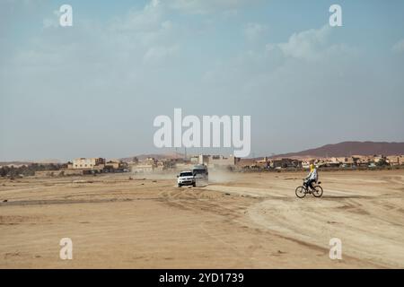 Countryside, Morocco, July 23th 2019: Exploring the dusty landscapes of Morocco with vehicles on a hot, sunny day Stock Photo