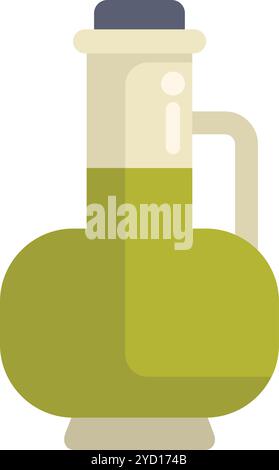 This vector illustration features a classic glass bottle filled with green olive oil, ideal for stock images related to cooking, food, and healthy eating Stock Vector