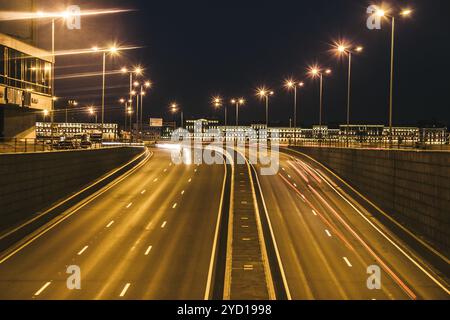 Exposure road. Asphalt road. Russia, St. Petersburg July 13, 2018 Stock Photo