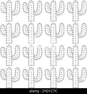 Mexican cactus in doodle style. Simple seamless pattern. Vector illustration. Stock Vector
