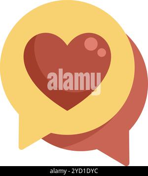 Two overlapping speech bubbles containing a heart representing a love message Stock Vector