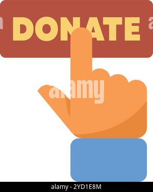 Pressing donate button, donation symbol. Flat Isometric Icon or Logo ...