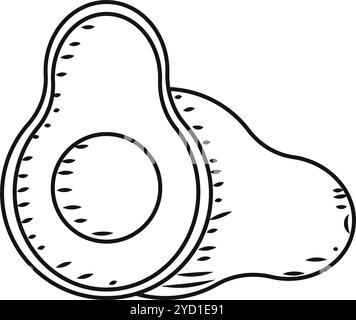 Hand-drawn avocado icon representing Mexican food Vector Stock Vector