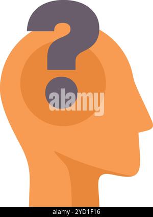 Human head silhouette with question mark inside representing thinking process, problem solving, finding solution and decision making Stock Vector