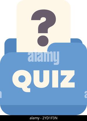 Blue quiz folder containing question mark symbol representing trivia game or online exam Stock Vector
