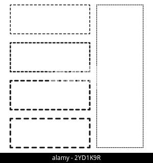 Dashed rectangle outline. Dotted border frame. Simple rectangle shapes. Vector box symbol. Stock Vector