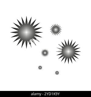 Abstract starburst icons. Gradient radial shapes. Bright glowing center. Vector symbol. Stock Vector