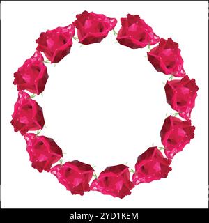Wreath of roses in polygonal style. Vector illustration isolated on white background. Stock Vector