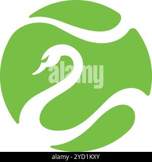 Tennis Ball with Symbol of Swan Inside Stock Vector
