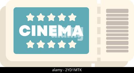 Paper ticket granting access for one person to watch a film in a movie theater Stock Vector