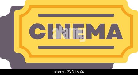 Yellow cinema ticket allowing one person access to a movie showing at the movie theater Stock Vector