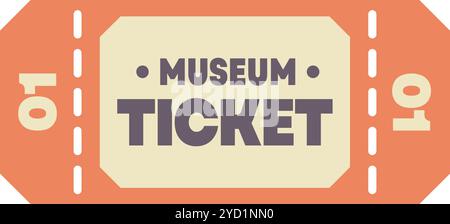 Orange museum ticket granting access to a cultural institution Stock Vector