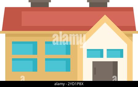 Small office building featuring red roof and large windows, perfect for representing a startup or small business Stock Vector