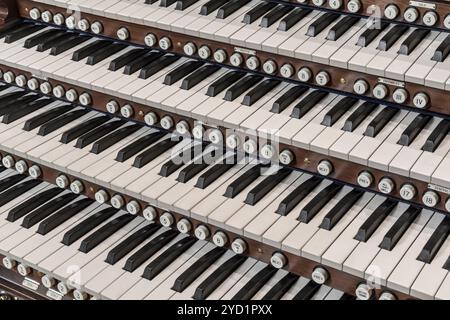 Organ console keyboard detail Stock Photo