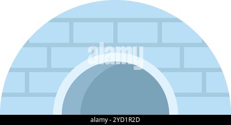 Traditional round igloo made of ice bricks for living in wintertime, dwelling of eskimos on north pole isolated on white background Stock Vector