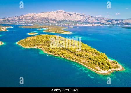 Aerial view of Vrnik island in Korcula archipelago Stock Photo