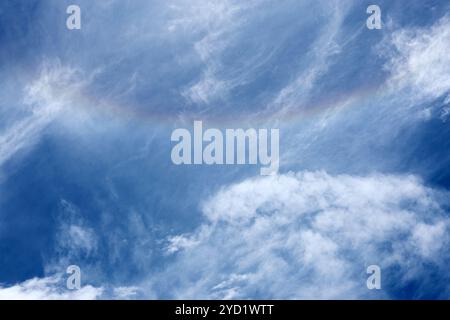 fantastic beautiful natural phenomenon sun halo with cloud in the sky Stock Photo