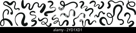 Wavy, fluid pattern with organic shapes. Groovy doodle liquid design. Flat vector illustration isolated on white background. Stock Vector