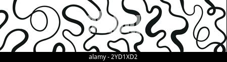Fun pattern with abstract shapes, squiggle lines, and scribble textures. Flat vector illustration isolated on white background. Stock Vector
