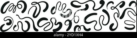 Wavy, fluid pattern with organic shapes. Groovy doodle liquid design. Flat vector illustration isolated on white background. Stock Vector