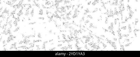 Halftone noise dirty texture. Grunge pixelated stain background. Black and white sandy grit wallpaper. Retro comic backdrop. Abstract grainy spots and dots overlay. Vector tattered half tone  Stock Vector