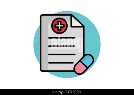 Prescription icon. colored outline icon style. icon related to medical. health elements vector illustration Stock Vector