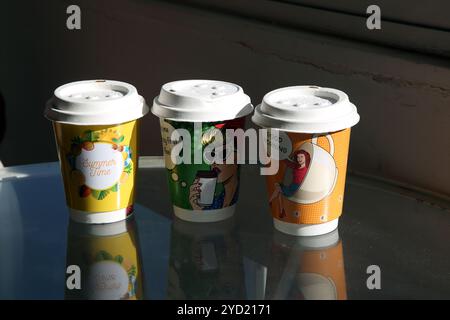 Pop Art Disposable Coffee Cups Stock Photo