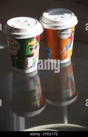 Pop Art Disposable Coffee Cups Stock Photo
